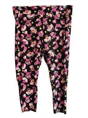 Disney Cheshire Cat Leggings Size XL Alice in Wonderland Pink Black